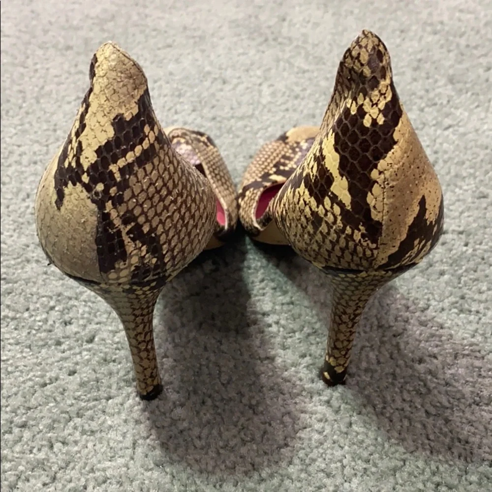 kate spade Snake Print D'Orsay Heels with Pink Insole